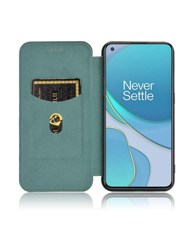 Housse OnePlus 8T simili cuir style fibre de carbone