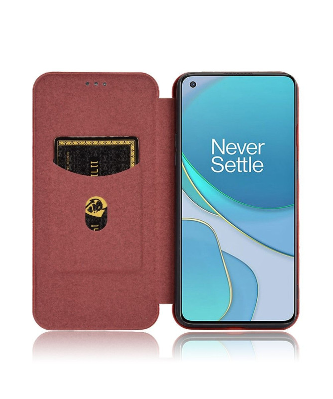 Housse OnePlus 8T simili cuir style fibre de carbone