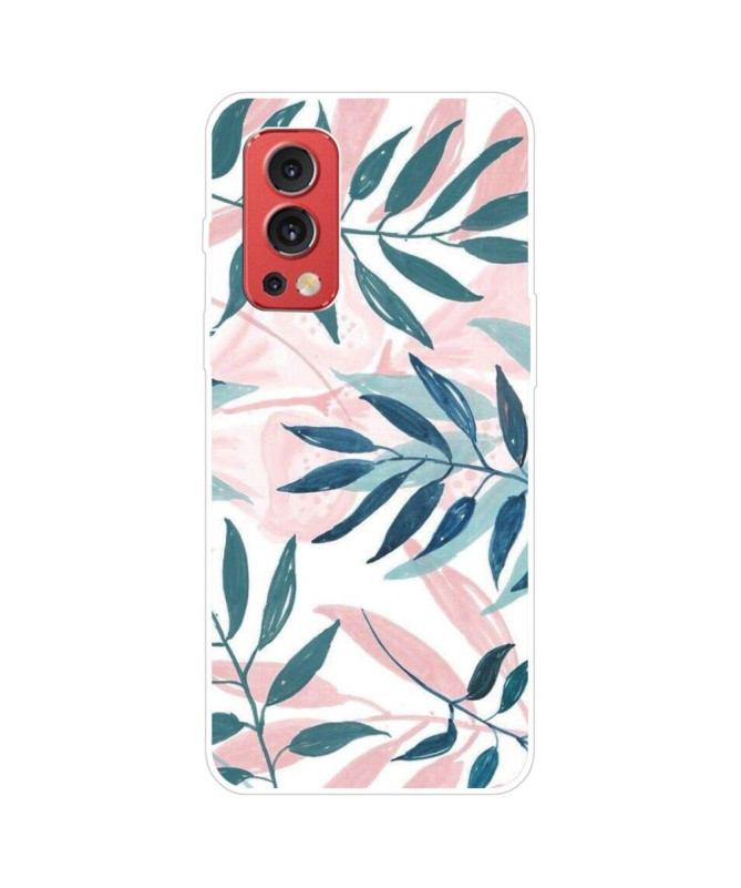 Coque OnePlus Nord 2 5G Feuilles Vertes et Roses