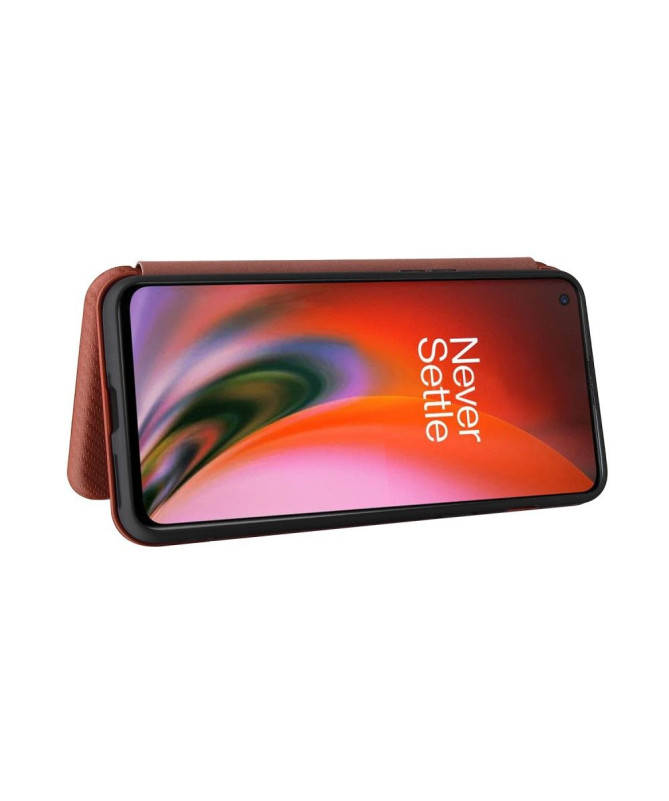 Housse OnePlus Nord 2 5G simili cuir style fibre de carbone