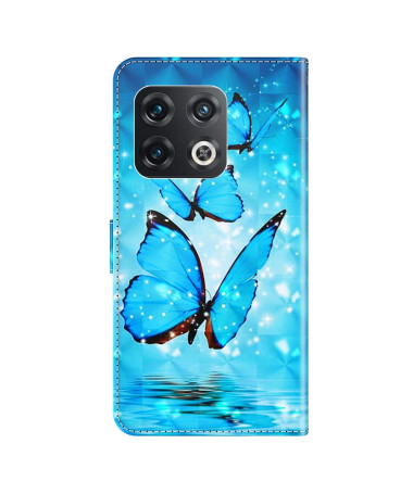 Housse OnePlus 10 Pro 5G papillons bleus scintillants