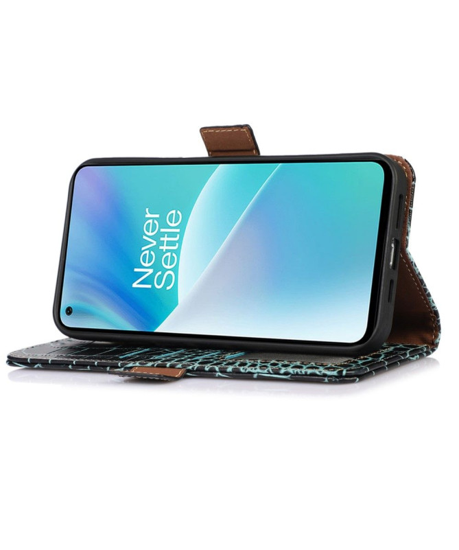 Housse OnePlus 10T 5G Cuir véritable aspect croco