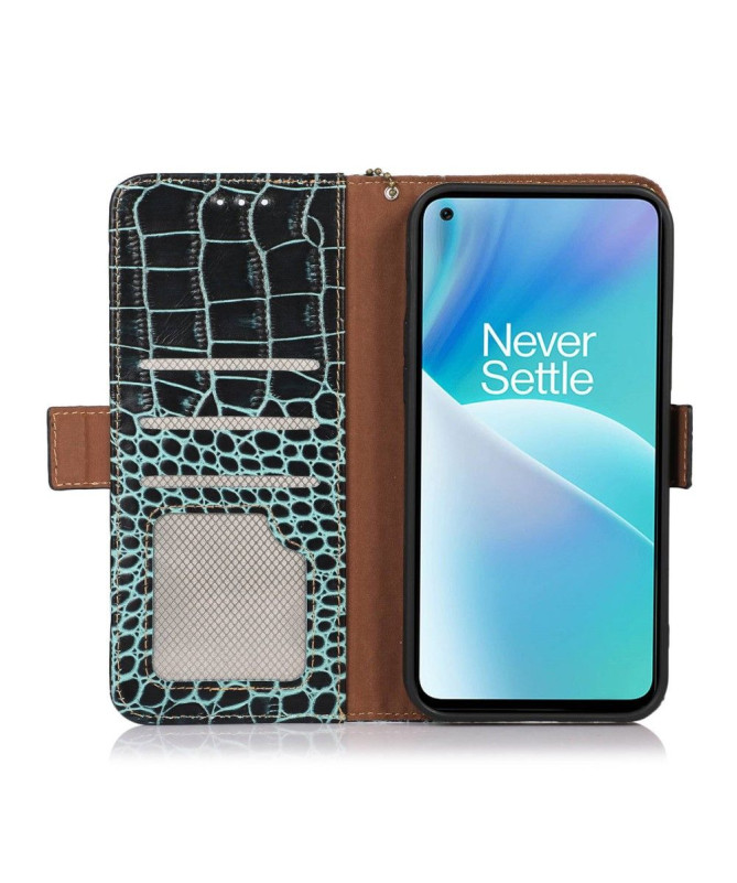 Housse OnePlus 10T 5G Cuir véritable aspect croco