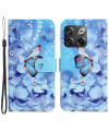 Housse OnePlus 10T 5G Papillon et fleurs bleues