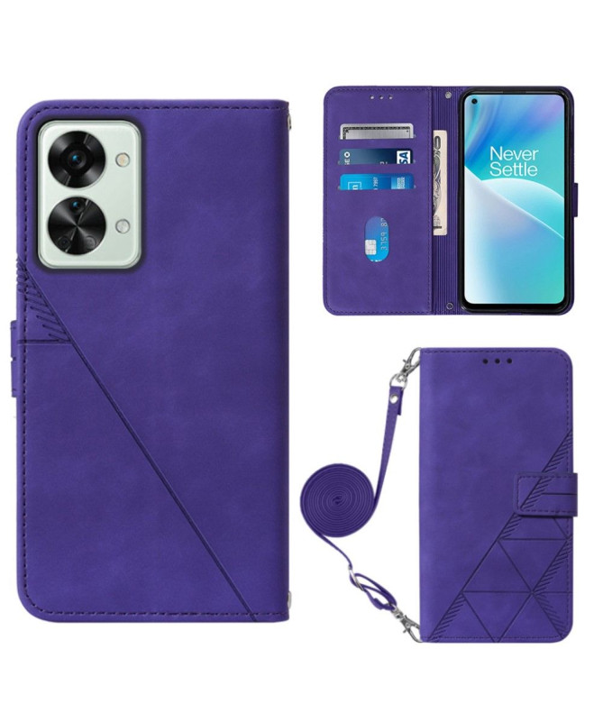 Housse OnePlus Nord 2T 5G design géométrique avec sangle - photo 32