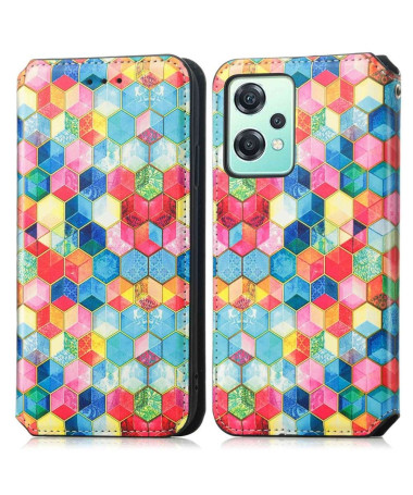 Housse OnePlus Nord CE 2 Lite 5G Rabat Flip Cubes Colorés