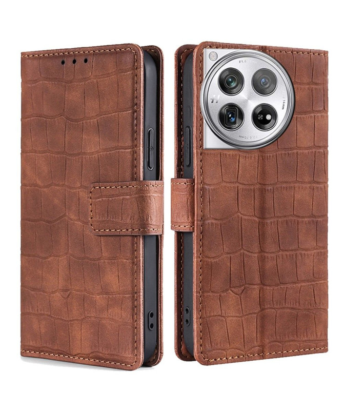 Housse OnePlus 12 simili cuir effet peau de crocodile