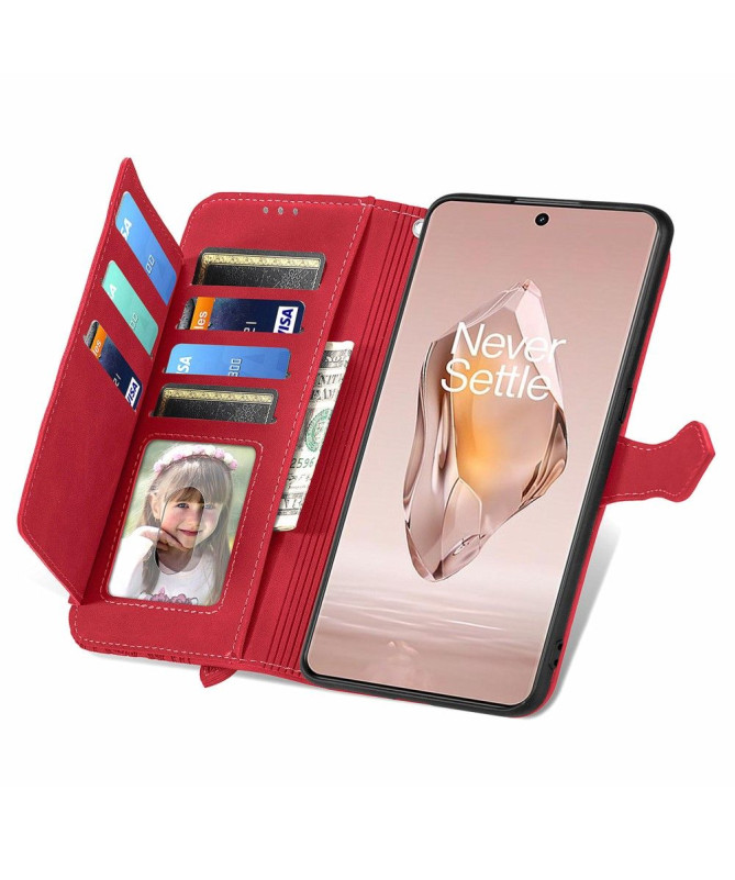 Étui OnePlus 12R avec Poche à Fermeture Éclair et Motif Floral