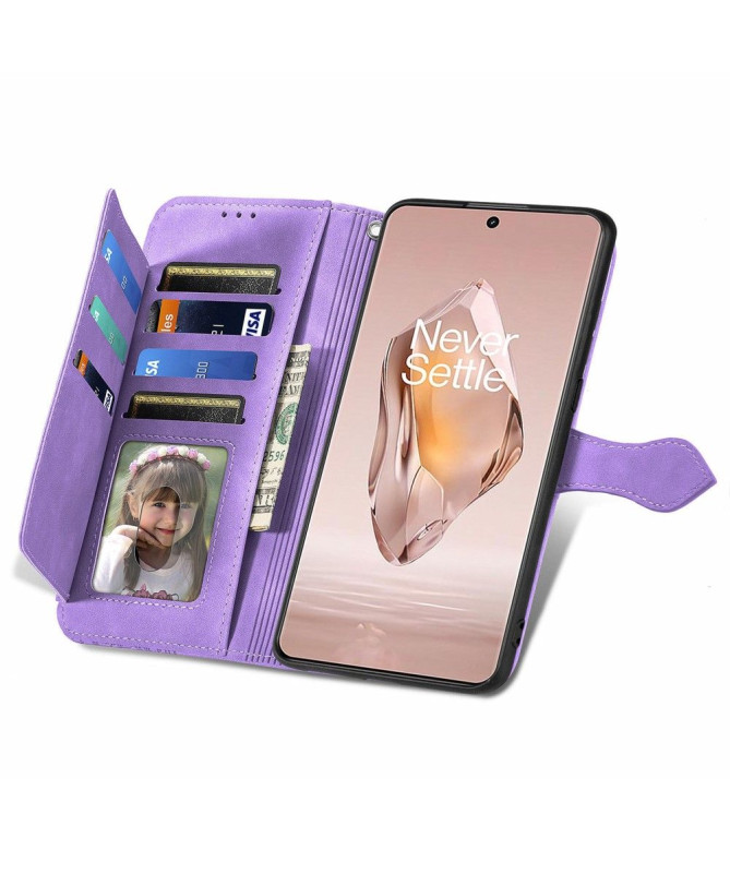 Étui OnePlus 12R avec Poche à Fermeture Éclair et Motif Floral