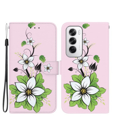 Housse Oppo Reno 12 5G Fleurs Blanches