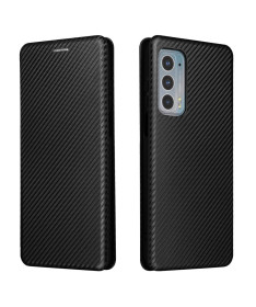 Housse Motorola Edge 20 simili cuir fibre de carbone
