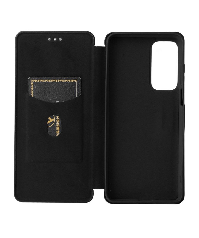 Housse Motorola Edge 20 simili cuir fibre de carbone