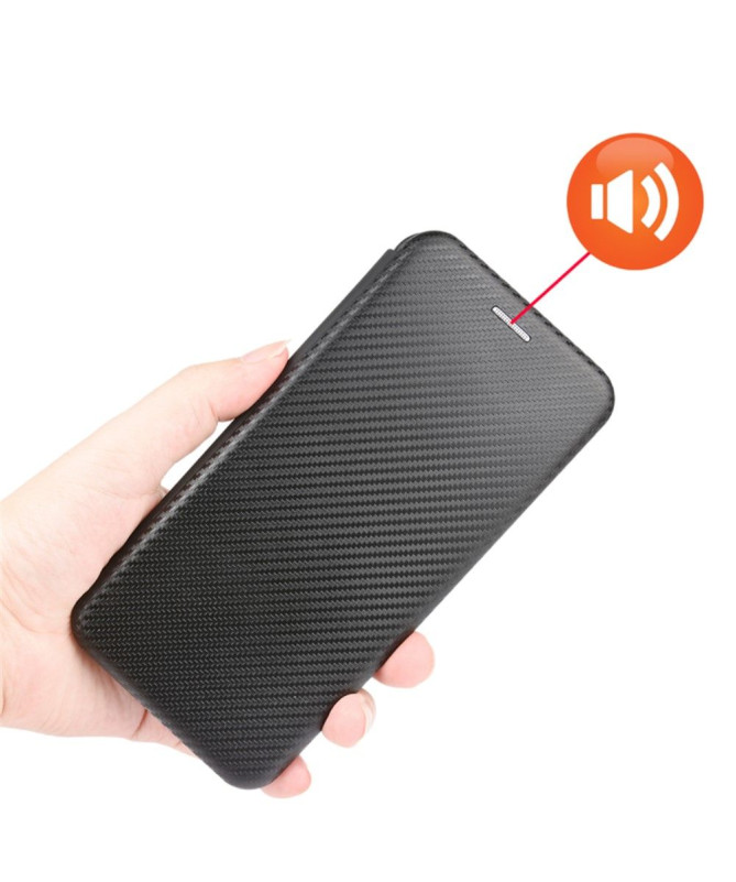 Housse Motorola Edge 20 simili cuir fibre de carbone