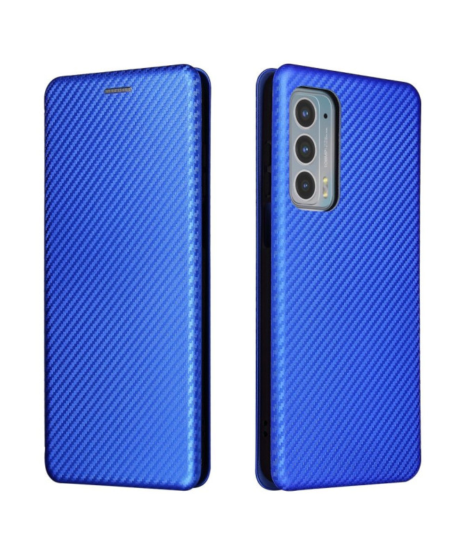 Housse Motorola Edge 20 simili cuir fibre de carbone