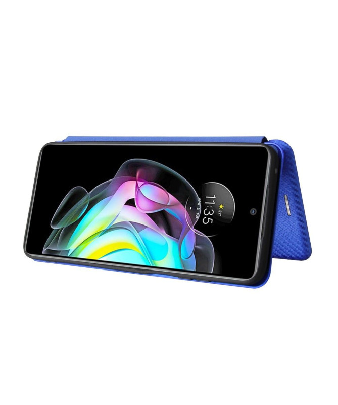 Housse Motorola Edge 20 simili cuir fibre de carbone