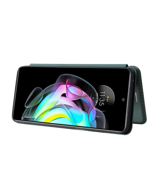 Housse Motorola Edge 20 simili cuir fibre de carbone