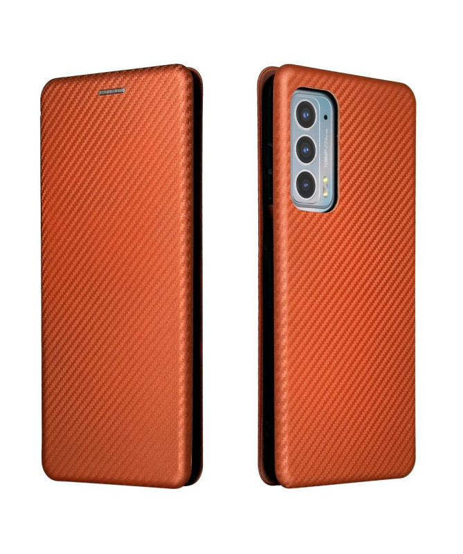 Housse Motorola Edge 20 simili cuir fibre de carbone