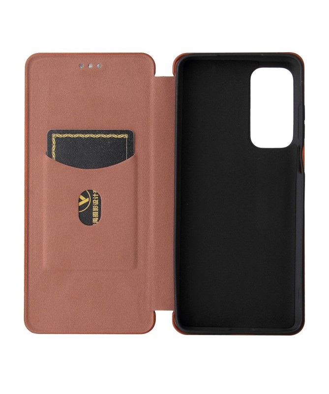 Housse Motorola Edge 20 simili cuir fibre de carbone