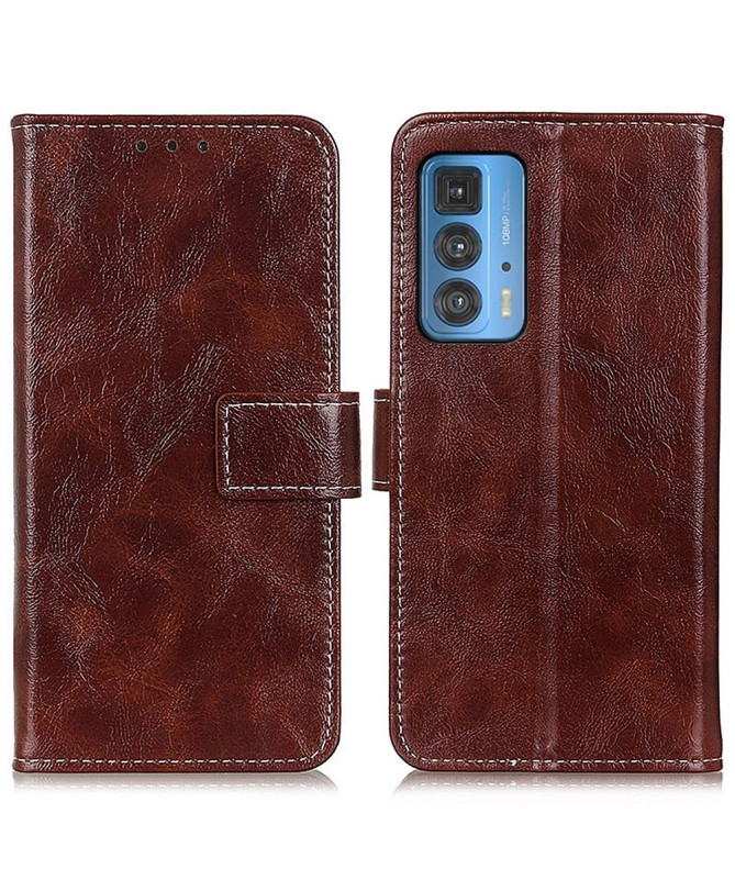 Housse Motorola Edge 20 Pro effet cuir luxueux coutures
