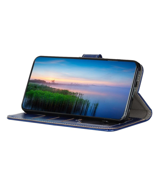 Housse Motorola Edge 20 Lite effet cuir luxueux coutures