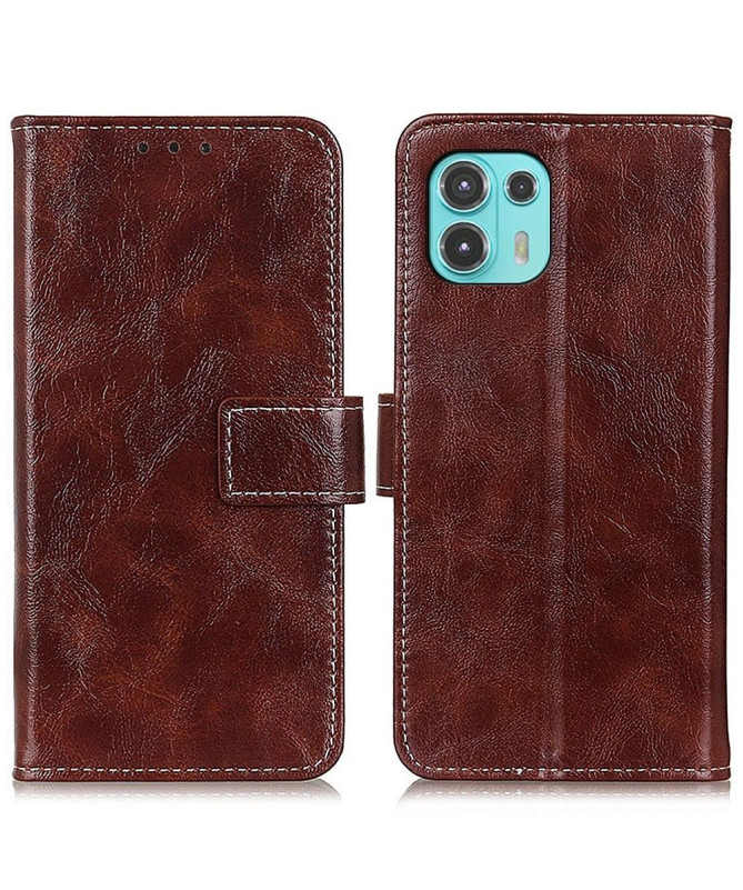 Housse Motorola Edge 20 Lite effet cuir luxueux coutures