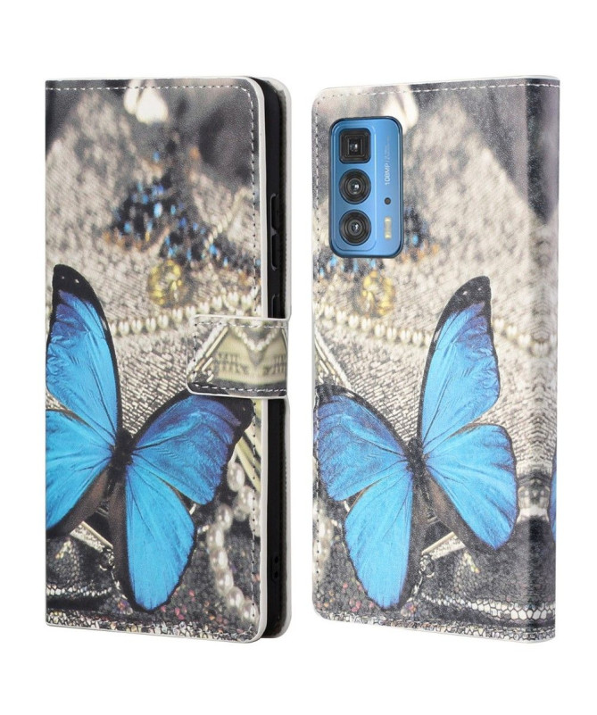 Housse Motorola Edge 20 Pro Papillon Bleu