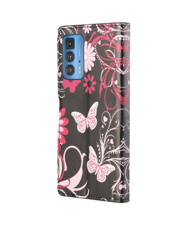 Housse Motorola Edge 20 Pro Papillons et fleurs