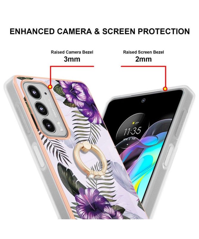 Coque Motorola Edge 20 Fleurs Exotiques avec bague