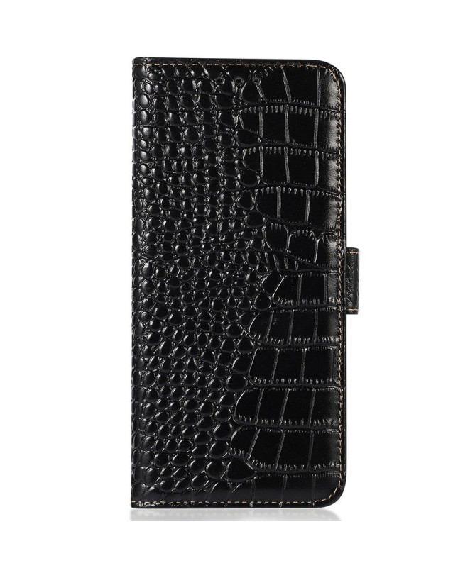 Housse Motorola Edge 30 Ultra Cuir véritable aspect croco