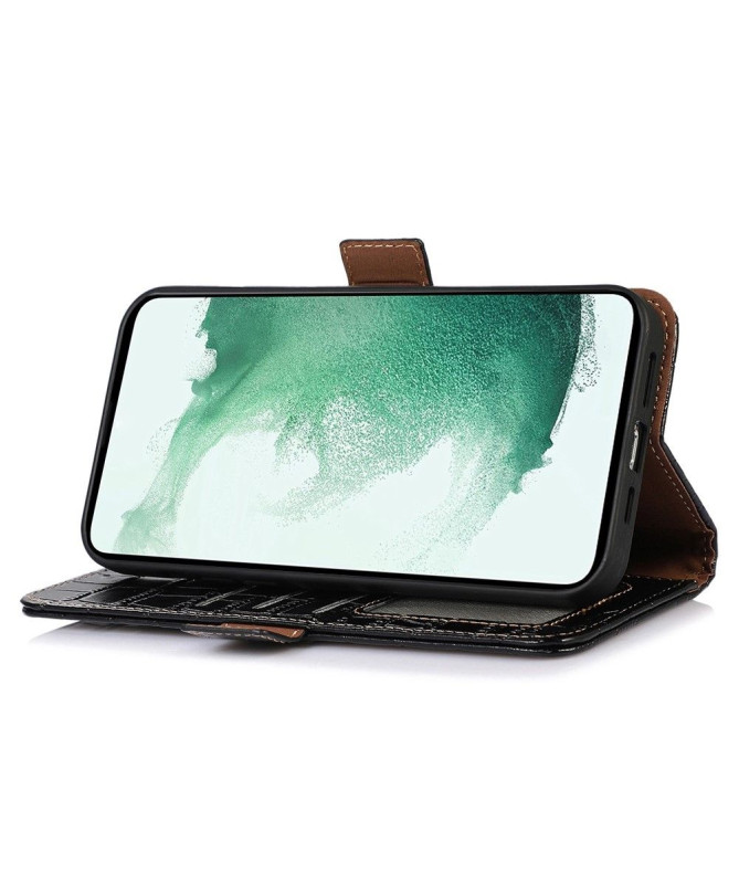 Housse Motorola Edge 30 Ultra Cuir véritable aspect croco