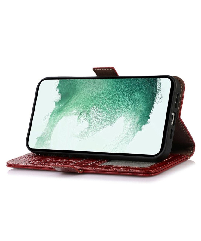 Housse Motorola Edge 30 Ultra Cuir véritable aspect croco