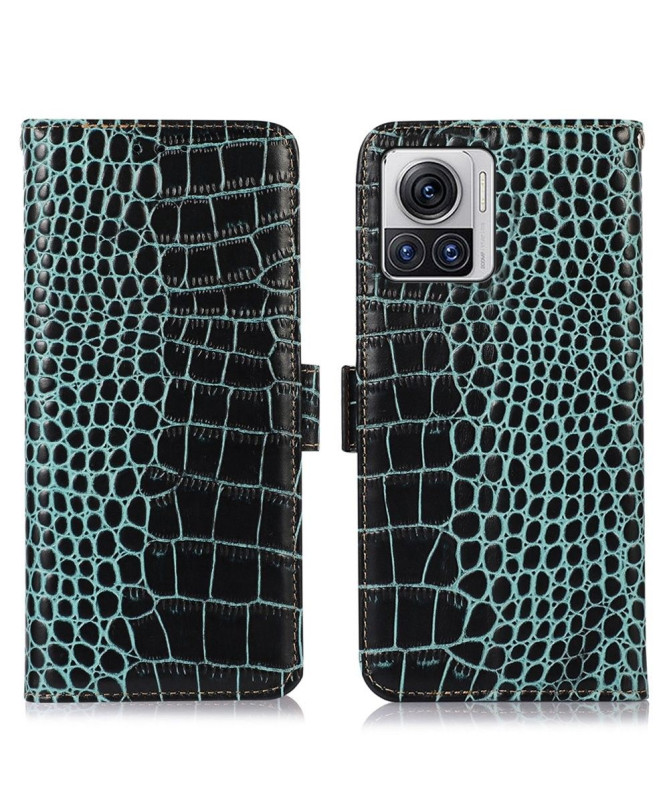 Housse Motorola Edge 30 Ultra Cuir véritable aspect croco