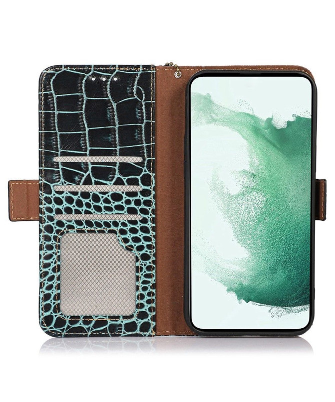 Housse Motorola Edge 30 Ultra Cuir véritable aspect croco