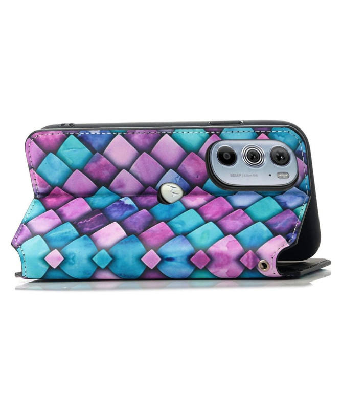Housse Motorola Edge 30 Pro Rabat Flip écaille coloré