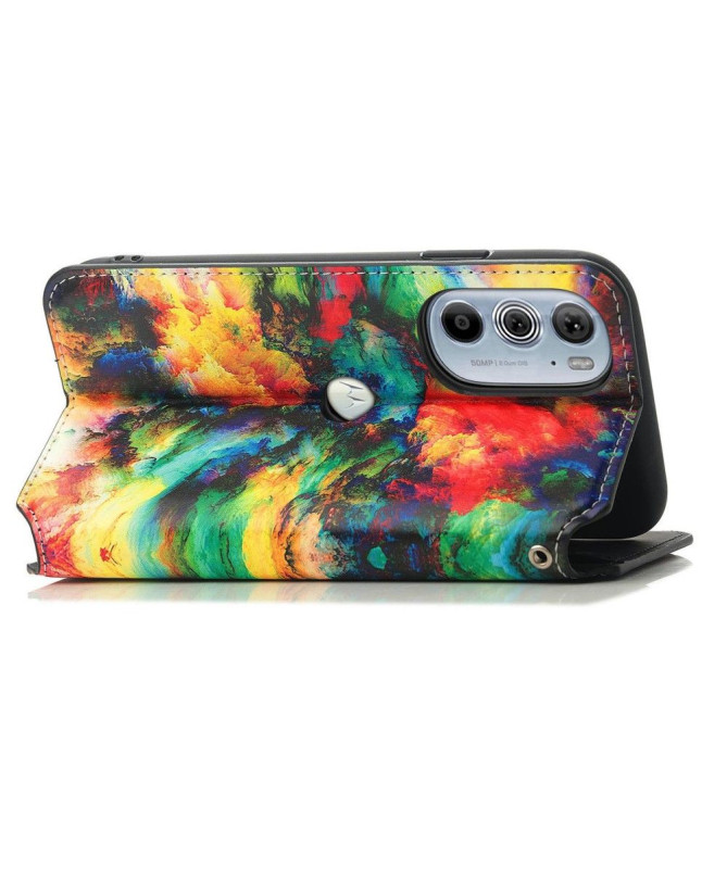 Housse Motorola Edge 30 Pro Rabat Flip Nuage iridescent