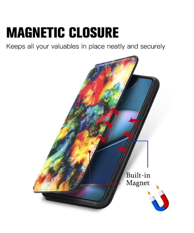 Housse Motorola Edge 30 Pro Rabat Flip Nuage iridescent