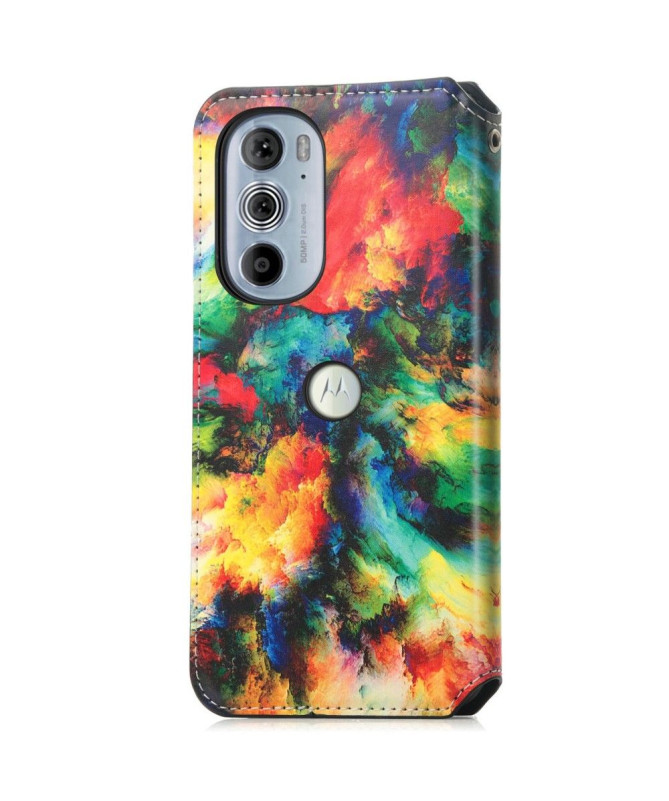 Housse Motorola Edge 30 Pro Rabat Flip Nuage iridescent