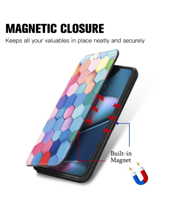 Housse Motorola Edge 30 Pro Rabat Flip Nid d'Abeille Coloré