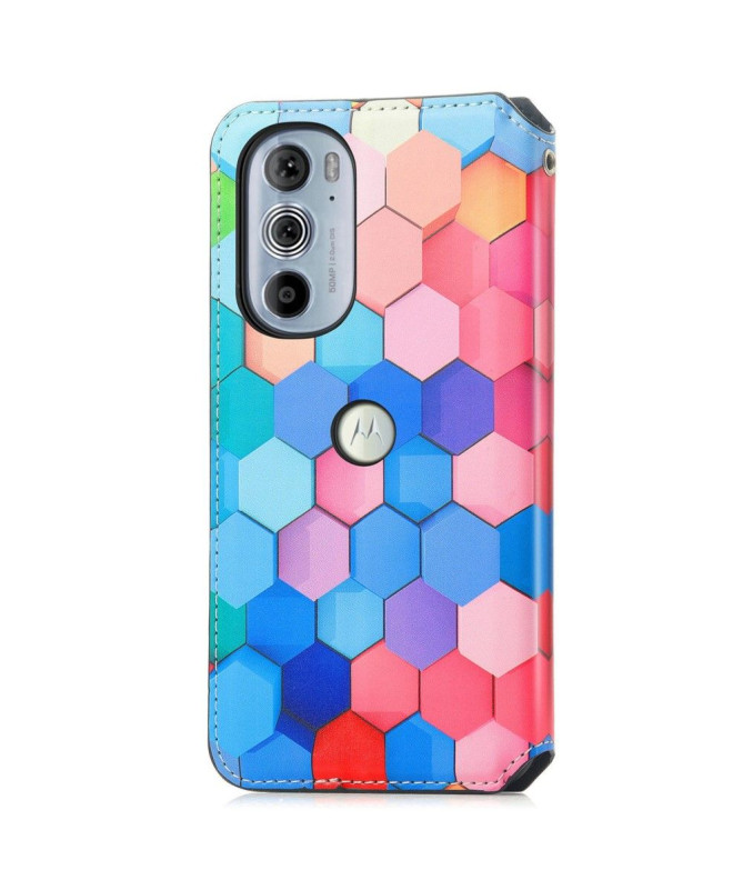 Housse Motorola Edge 30 Pro Rabat Flip Nid d'Abeille Coloré