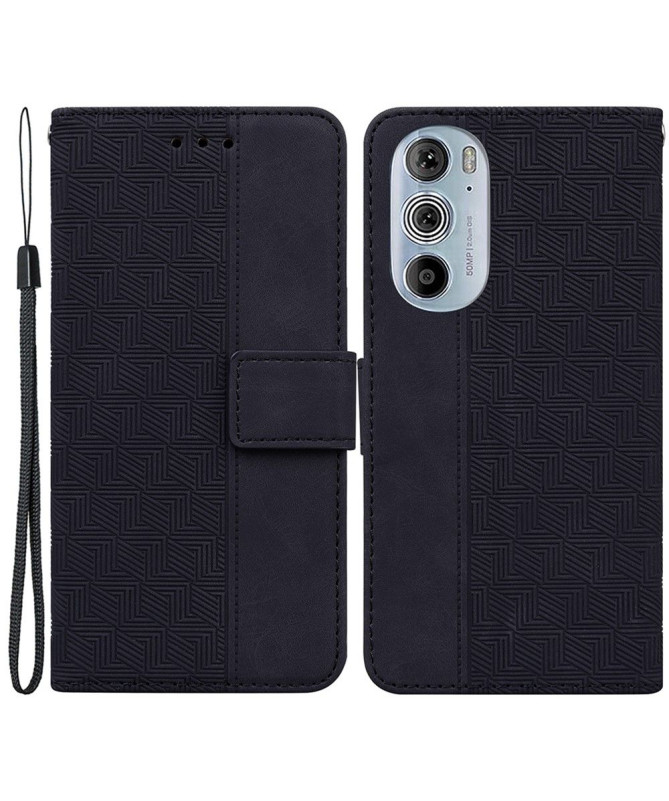 Étui Motorola Edge 30 Pro folio simili cuir stripes