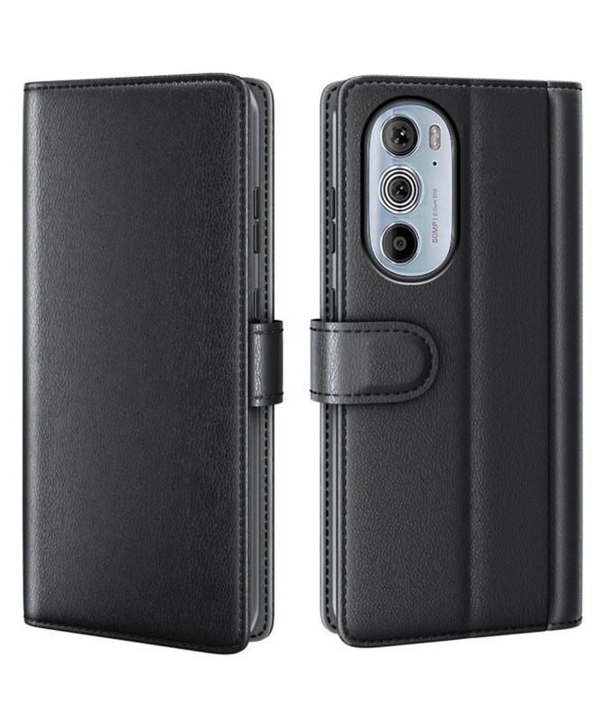 Étui Motorola Edge 30 Pro portefeuille en cuir premium