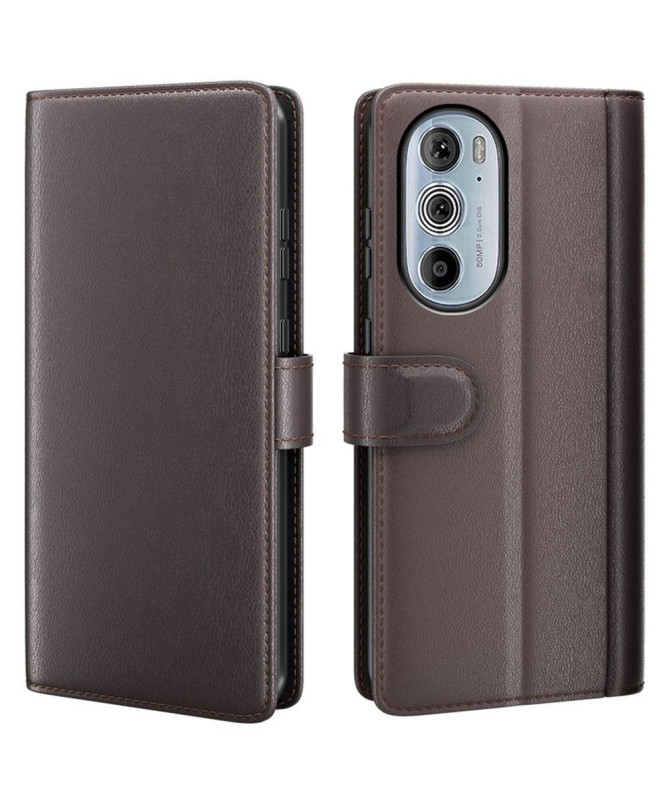 Étui Motorola Edge 30 Pro portefeuille en cuir premium