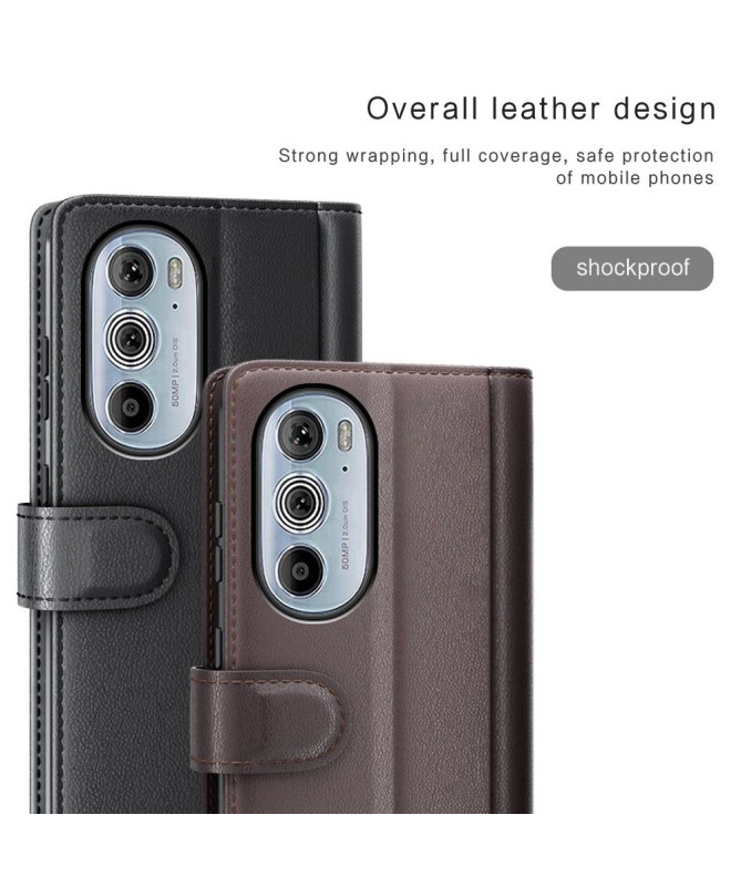 Étui Motorola Edge 30 Pro portefeuille en cuir premium