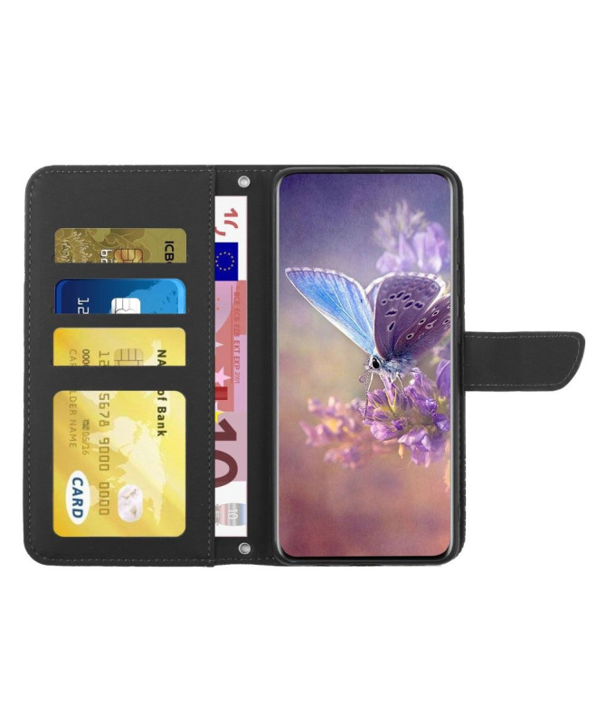 Housse Motorola Edge 30 Fusion Illustration Papillon et Fleurs à Lanière