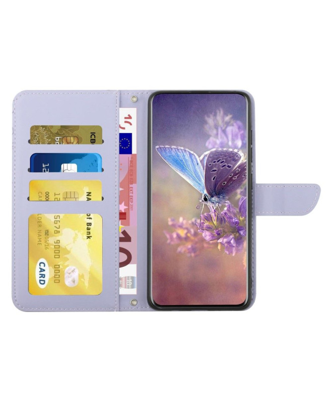 Housse Motorola Edge 30 Fusion Illustration Papillon et Fleurs à Lanière