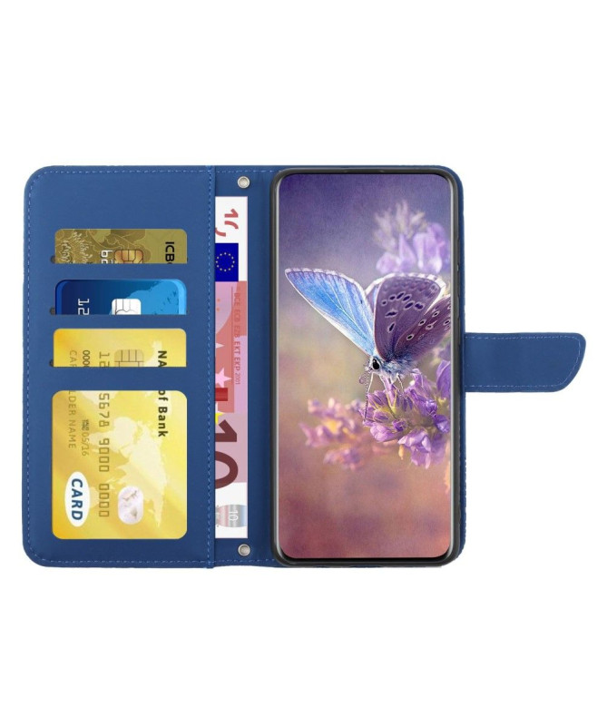 Housse Motorola Edge 30 Fusion Illustration Papillon et Fleurs à Lanière