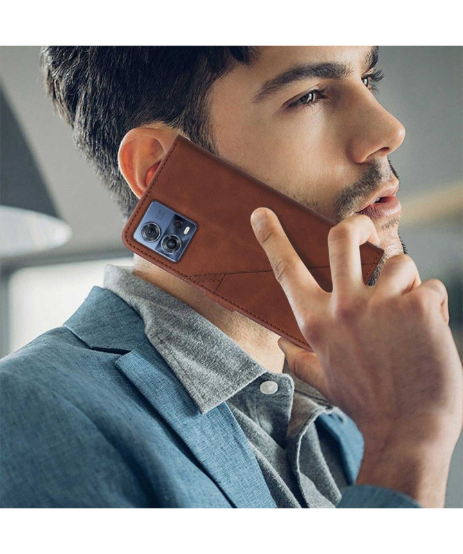 Housse Motorola Edge 30 Fusion effet cuir design géométrique