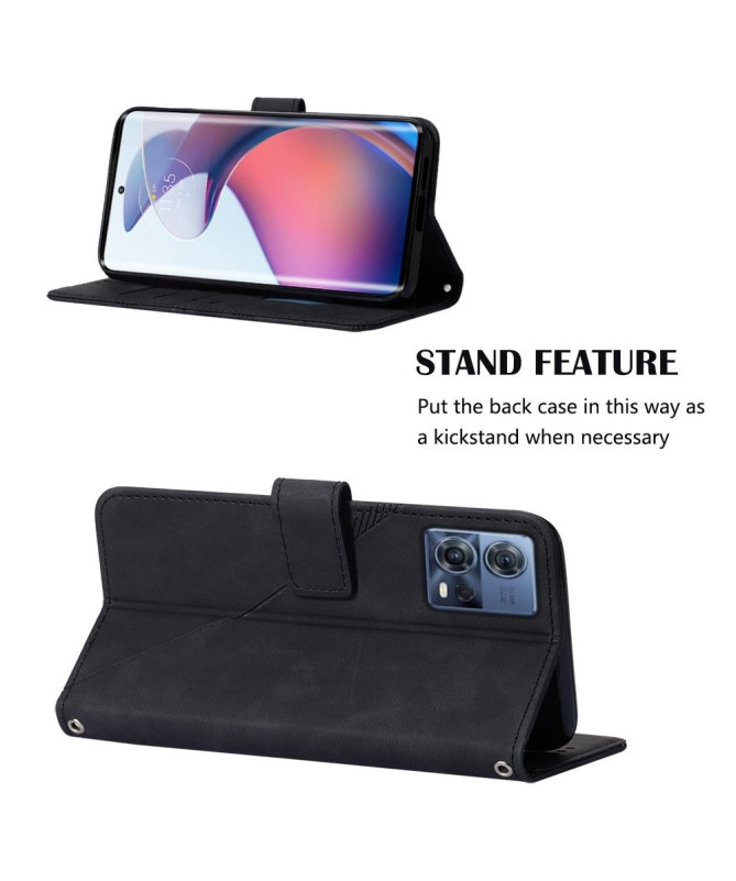 Housse Motorola Edge 30 Fusion effet cuir design géométrique