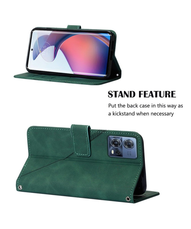 Housse Motorola Edge 30 Fusion effet cuir design géométrique