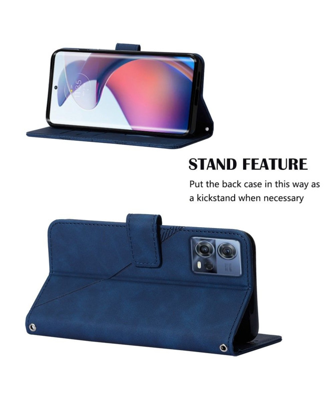 Housse Motorola Edge 30 Fusion effet cuir design géométrique